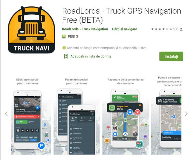 Roadlords aplicatie gps camion similara Waze